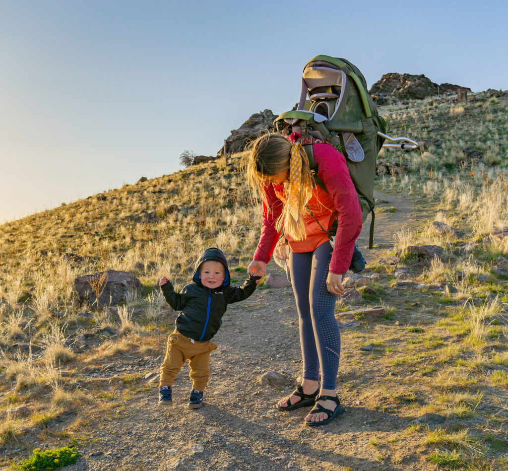 Mom and toddler hiking